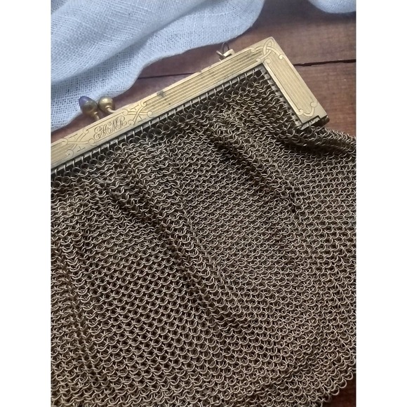 Antique Victorian German Silver Gold Wash Mesh Chainmail Evening Handbag Purse - Picture 2 of 7